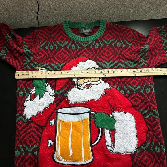 33 Degrees Ugly Christmas Sweater Mens Small Knit Pullover Santa Clause Beer - Picture 7 of 9